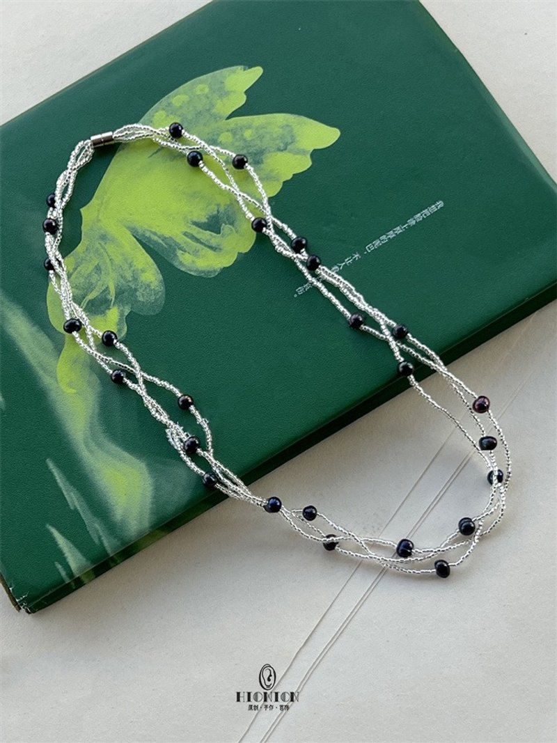 Hi Onion小众珍珠项链叠带设计感多层chocker复古个性锁骨链 - 锁骨链 - 其他材质 多色