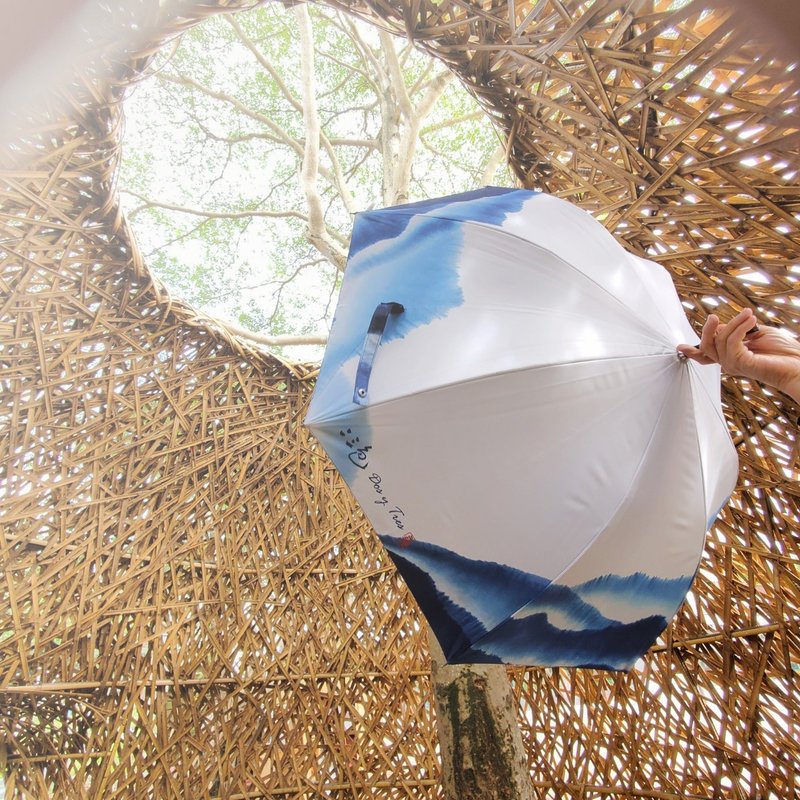 蓝染花色-緜延山水 晴雨两用直伞(23寸标准版) - 雨伞/雨衣 - 防水材质 蓝色