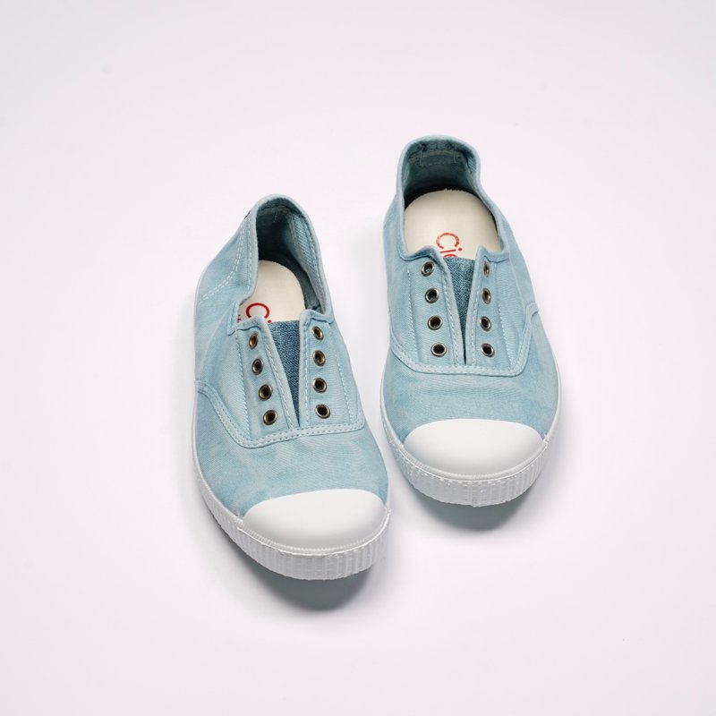 西班牙国民帆布鞋 CIENTA  70777 72 淡蓝色 洗旧布料 大人 - 女款休闲鞋 - 棉．麻 蓝色