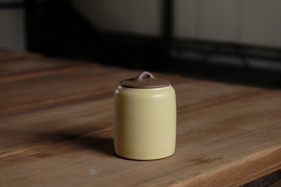 茶仓 l 奶油釉 茶叶罐 盖罐 - 茶具/茶杯 - 陶 黄色