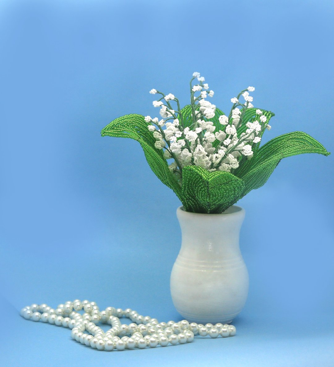 Digital Download - PDF | Beaded Flowers pattern | Lilies of the valley - 植栽 - 其他材质 白色