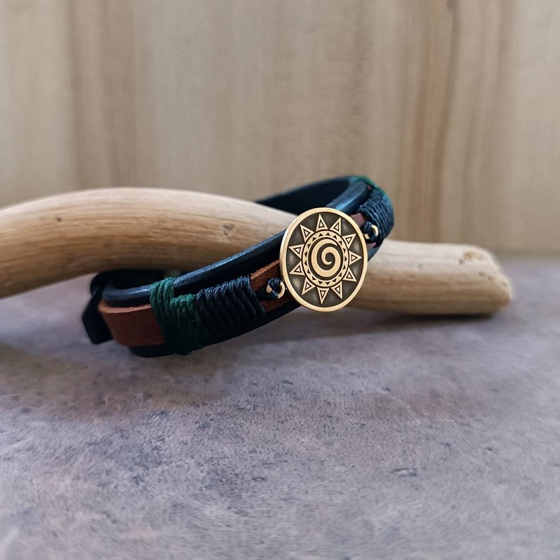 中性科鲁螺旋皮革手环 波利尼西亚护身符新生 - 手链/手环 - 真皮 黑色