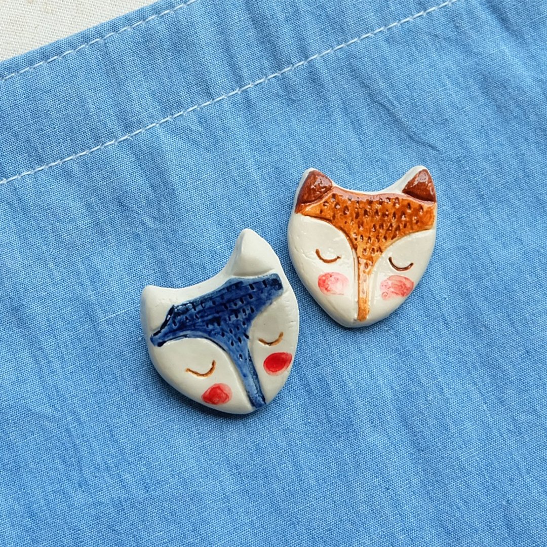Little fox - 胸针 - 陶 