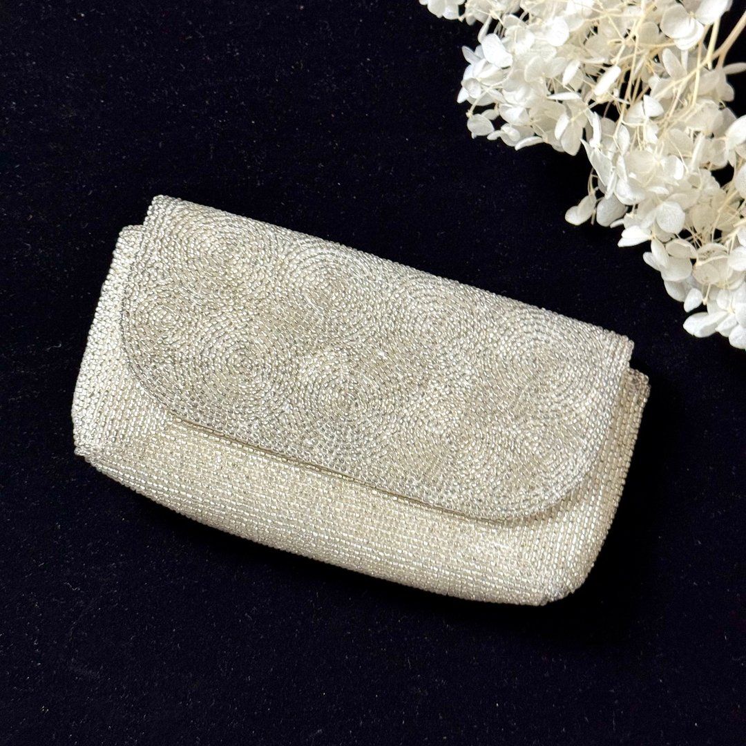 *50968-绝美1950s法式手工银芯手拿玻璃珠晚宴包 - 零钱包 - 其他材质 