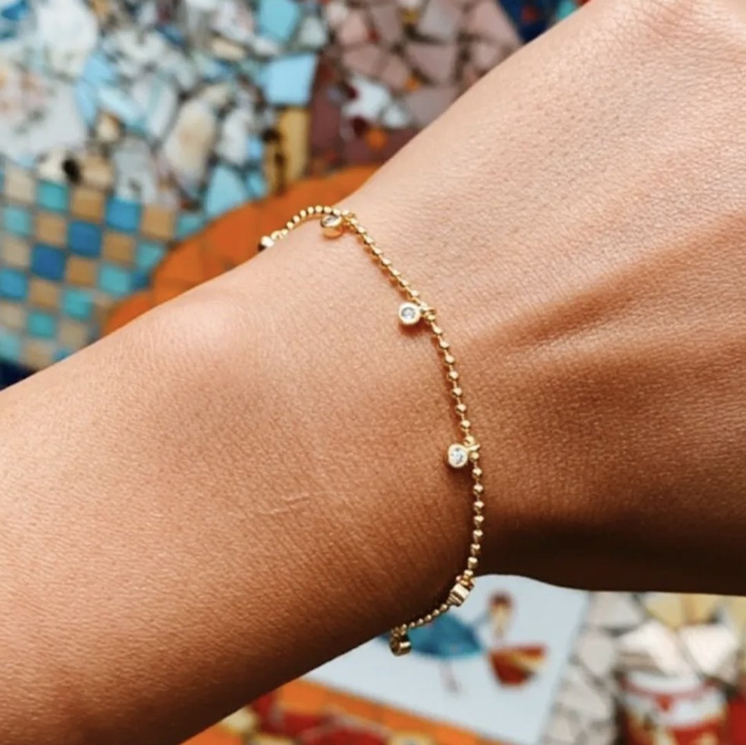 点点金色小圆钻14K金手链 DOTS BRACELET - 手链/手环 - 铜/黄铜 金色