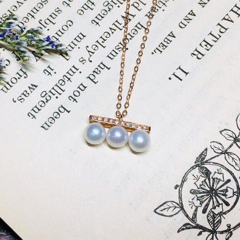 【Jewelry Ya 茱丽叶】法式优雅 - 淡水养珠  小钻项链 - 项链 - 玫瑰金 