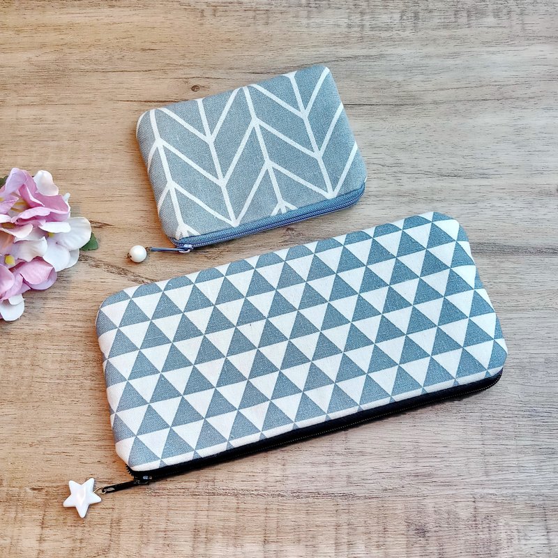 拉链包 散纸包 笔袋 化妆袋 收纳包两件套 (PS-063) - 化妆包/杂物包 - 棉．麻 灰色