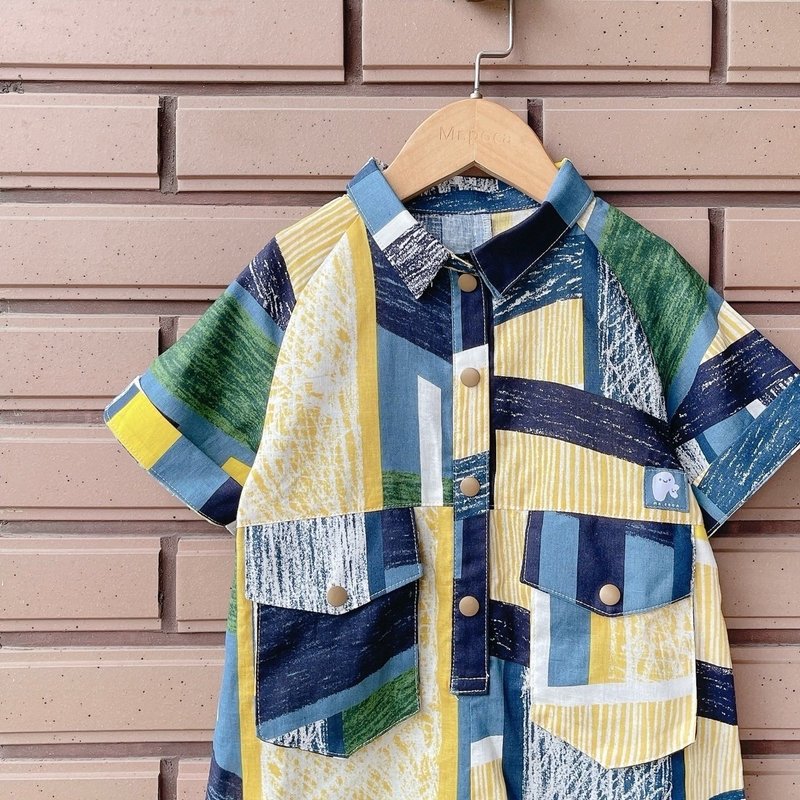 当高速静止 - 短版阿弟衬衫工作裤 - 童装裤 - 棉．麻 多色