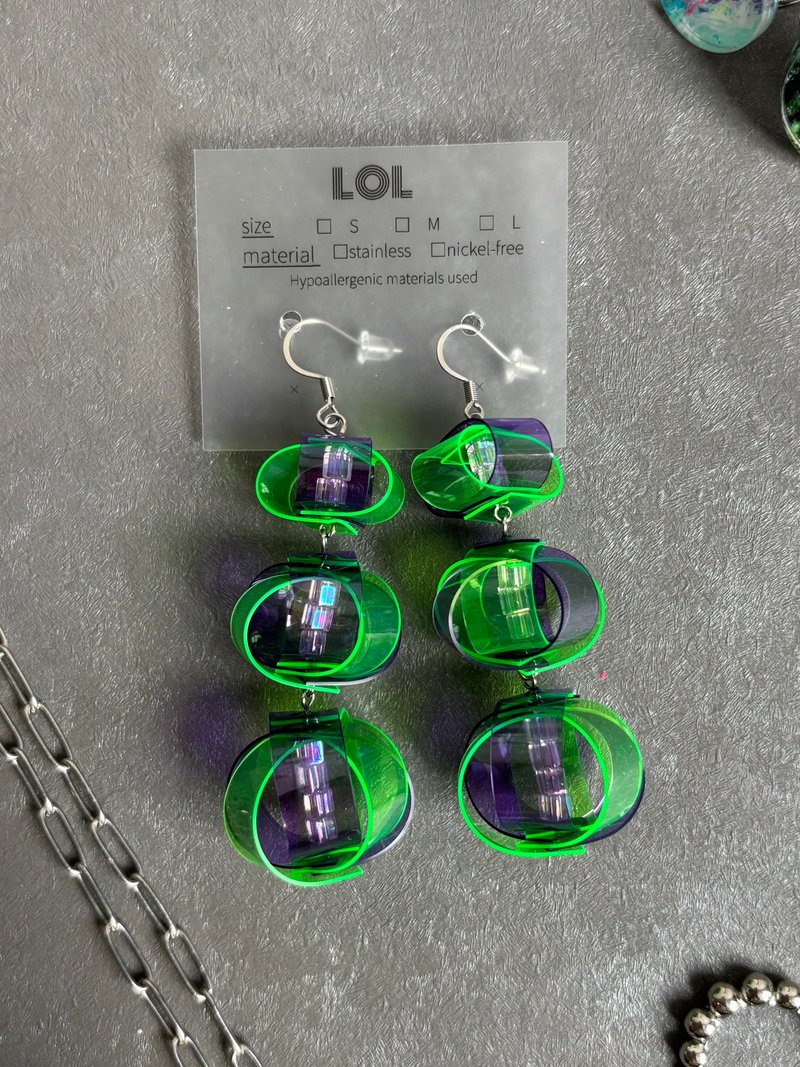 PVC Design F13 耳夹/耳饰 - 耳环/耳夹 - 其他材质 绿色