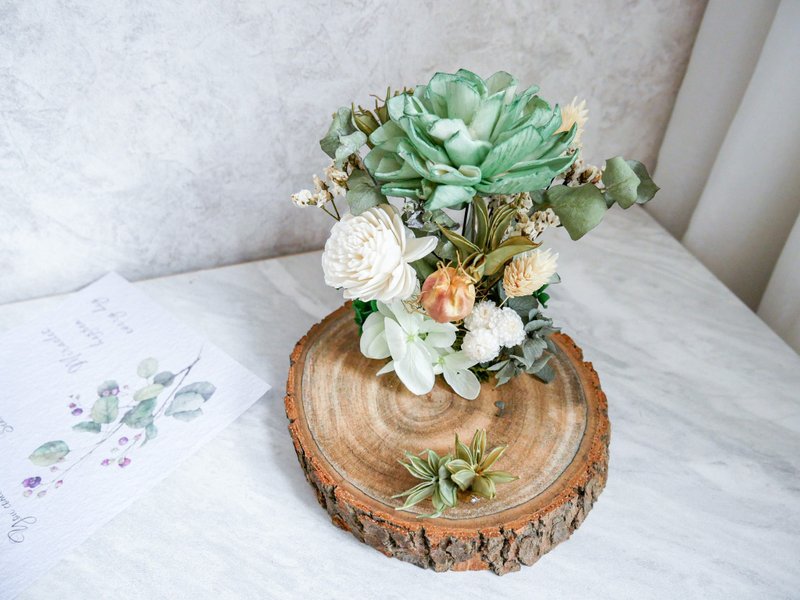 干燥花名片座【荼蘼】开幕礼/贺升迁/个性化名片座/定制化 - 摆饰 - 植物．花 绿色