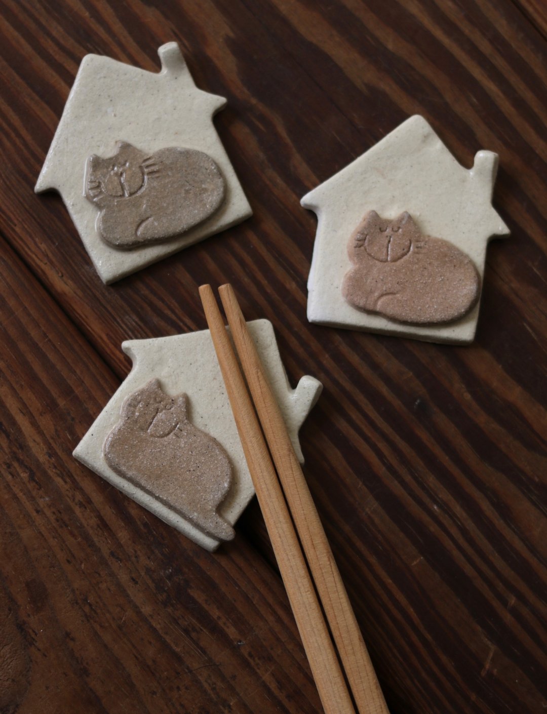 吉普猫 陶瓷 筷架 / 画笔架 - 摆饰 - 陶 