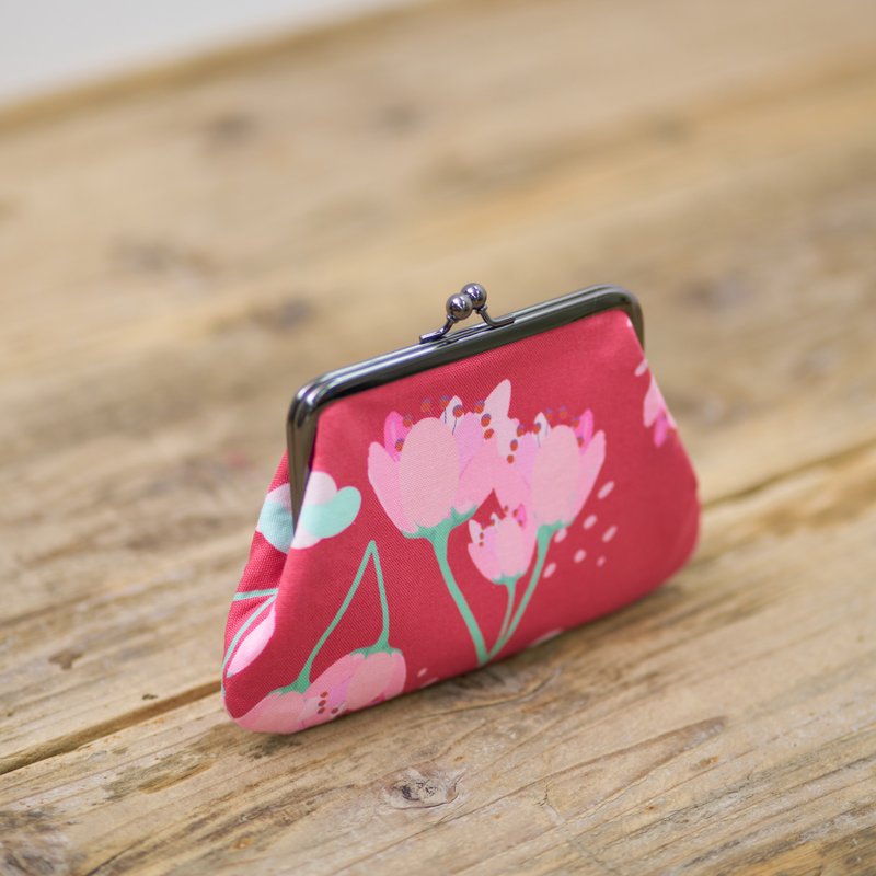 momode 口金包 soyokaze 红色 - 皮夹/钱包 - 棉．麻 红色