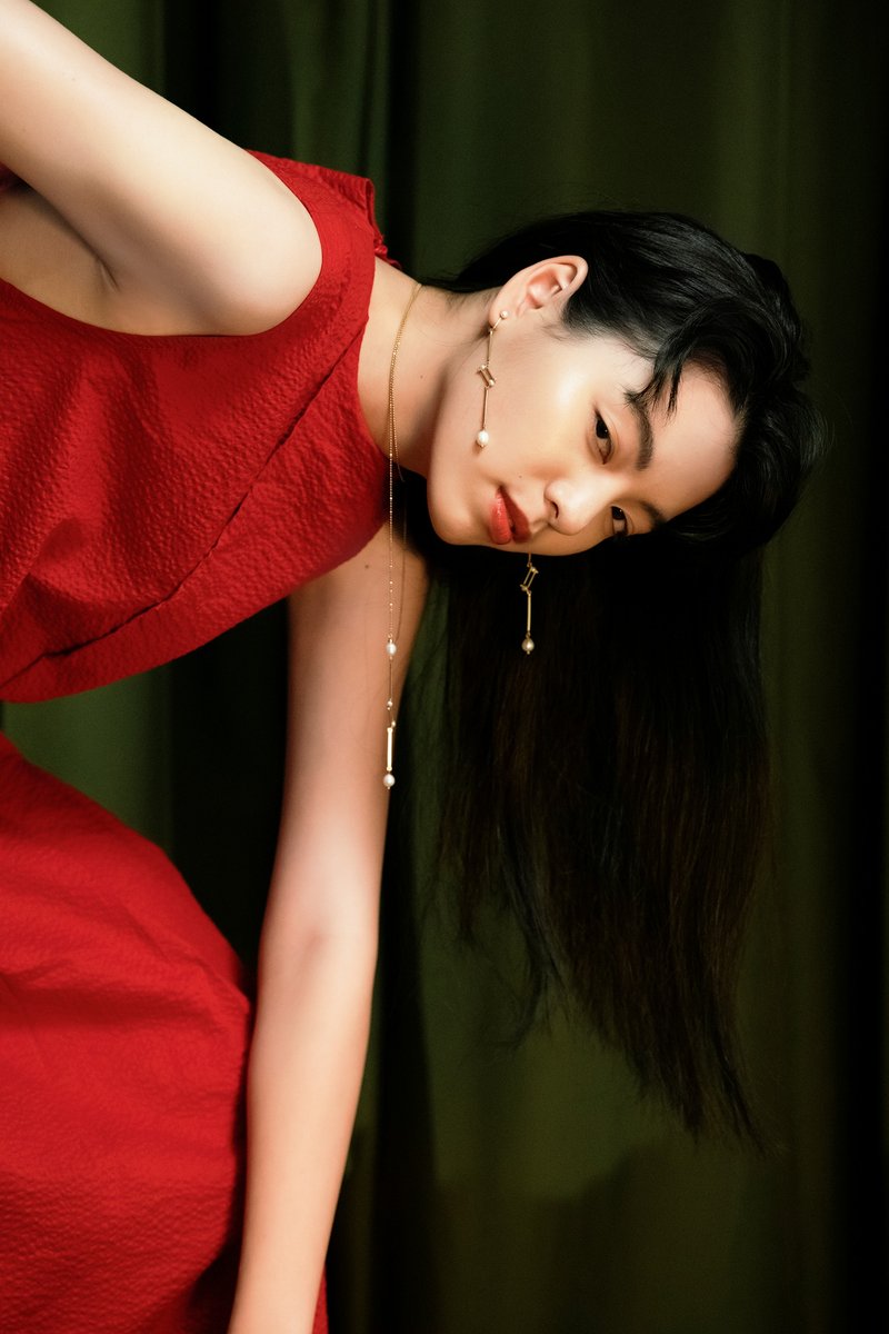 纪录 耳环 - Record earrings - 耳环/耳夹 - 珍珠 金色