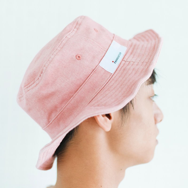 粉红丹宁中性 渔夫帽 - 帽子 - 棉．麻 粉红色