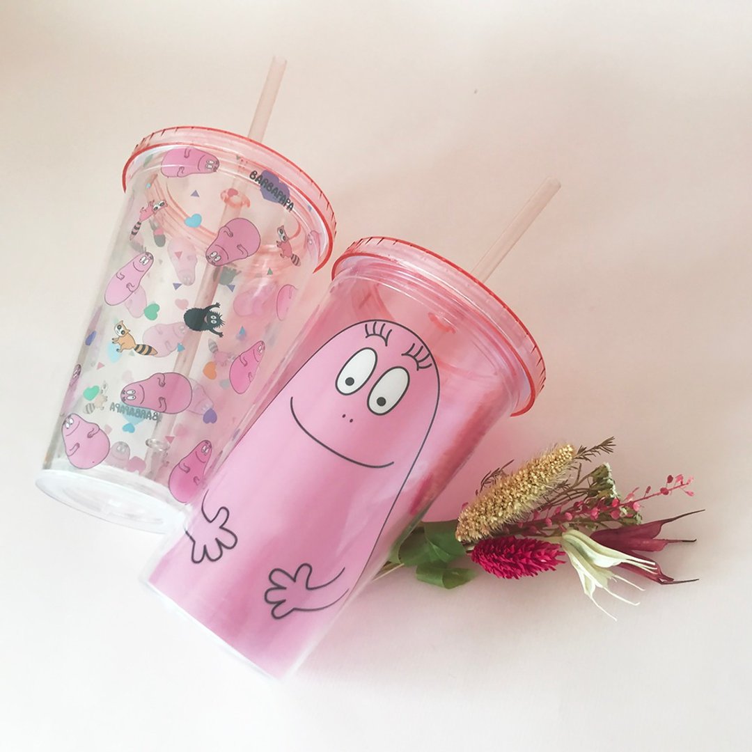 BARBAPAPA 泡泡先生 - 环保杯 吸管 水杯 饮料杯・正版商品 - 茶具/茶杯 - 塑料 粉红色