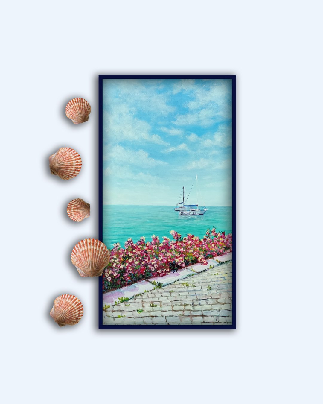 原创手工油画帆布卷装热带海滩海洋沙艺术加州艺术品精美海岸墙艺 - 墙贴/壁贴 - 其他材质 蓝色