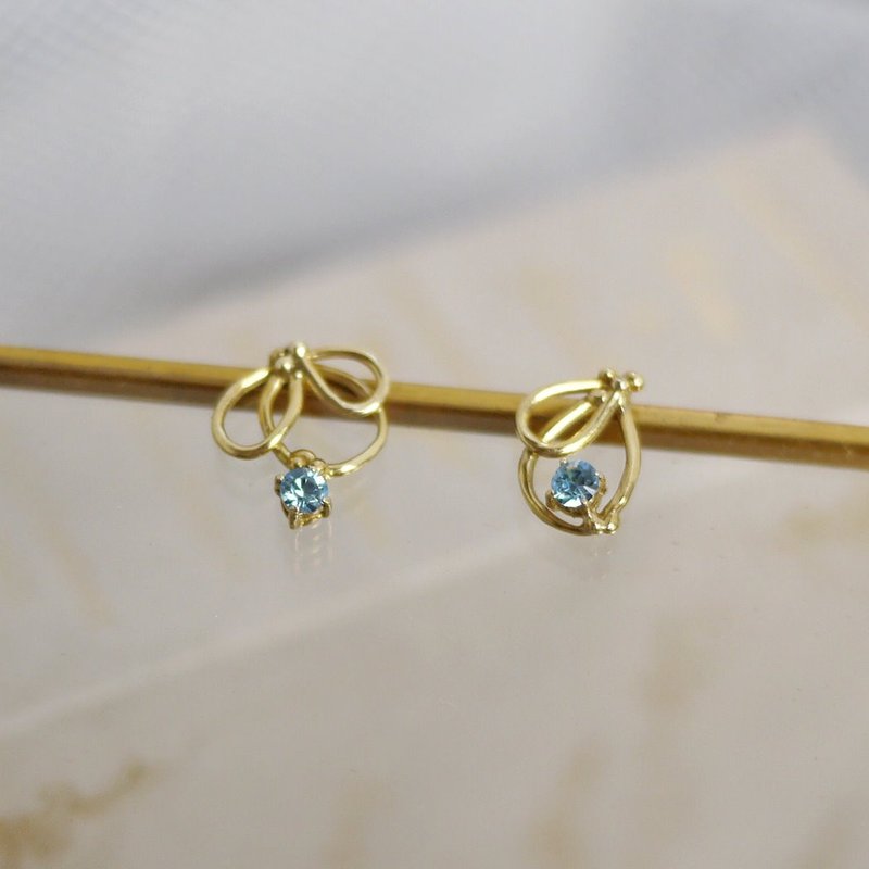 缠绕绘水晶 不对称耳环(耳针式)  黄铜 - 耳环/耳夹 - 铜/黄铜 金色