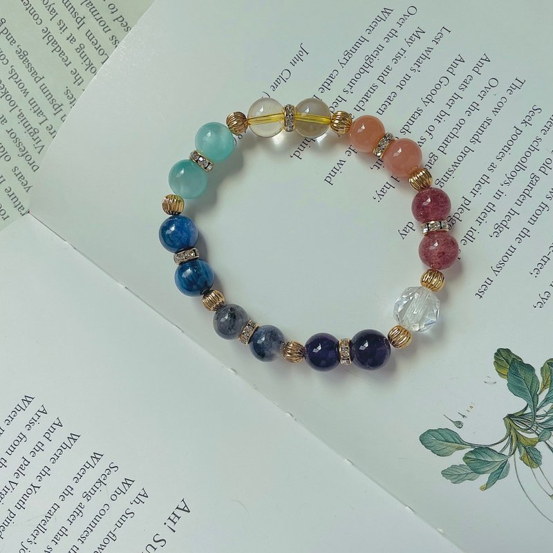 水晶手链设计款 草莓晶紫水晶黄水晶蓝晶石14K包金  开运水晶手链 - 手链/手环 - 水晶 多色