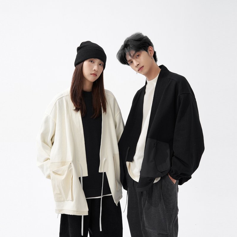 TopBasics 双口袋道袍夹克 - 男装外套 - 棉．麻 白色