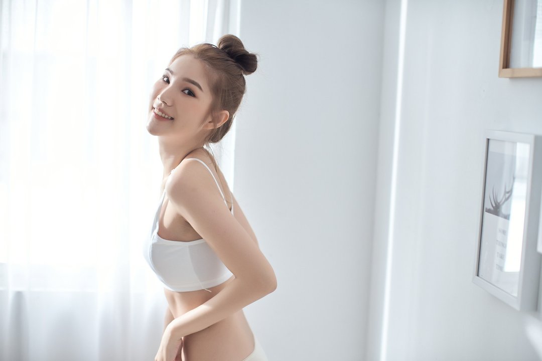 成长期少女有机棉超弹性胸衣细肩带 - 女士内衣裤 - 棉 白色