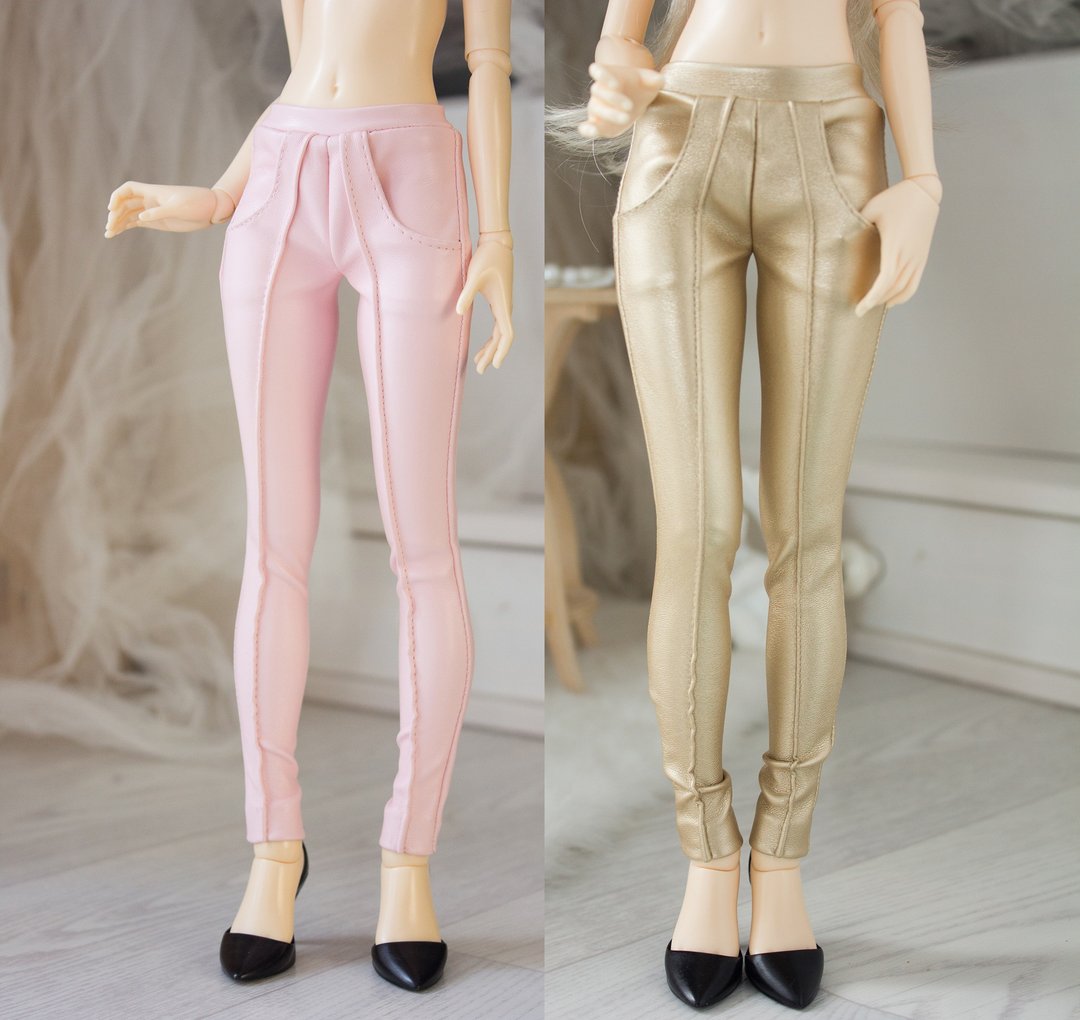 Bjd doll clothes minifee trousers Bubble Gum \ Light Gold - 其他 - 人造皮革 粉红色