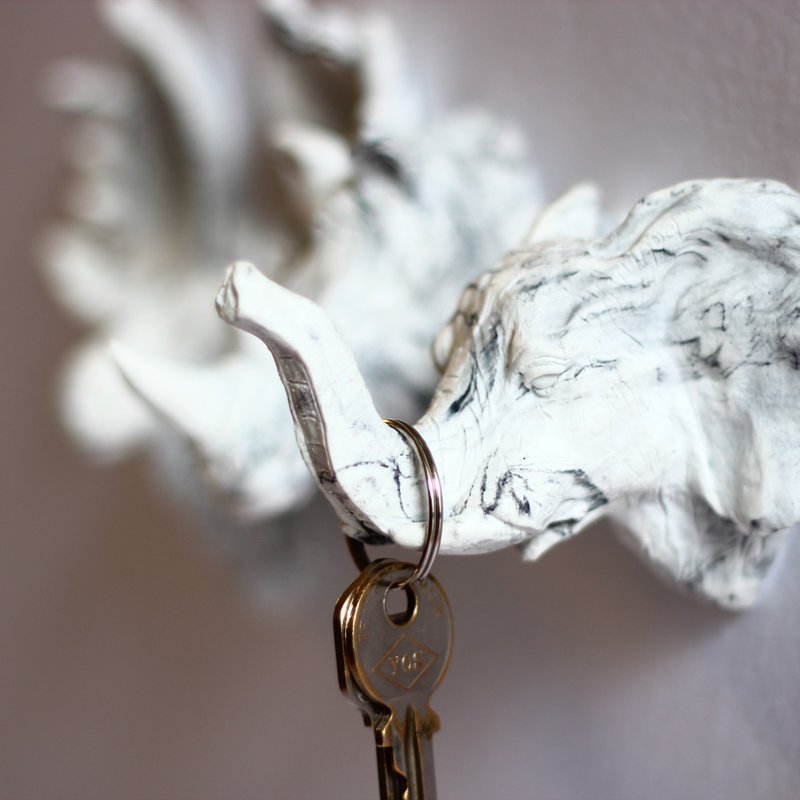 大理石。强力磁铁壁挂。大象 - 冰箱贴/磁贴 - 其他材质 白色