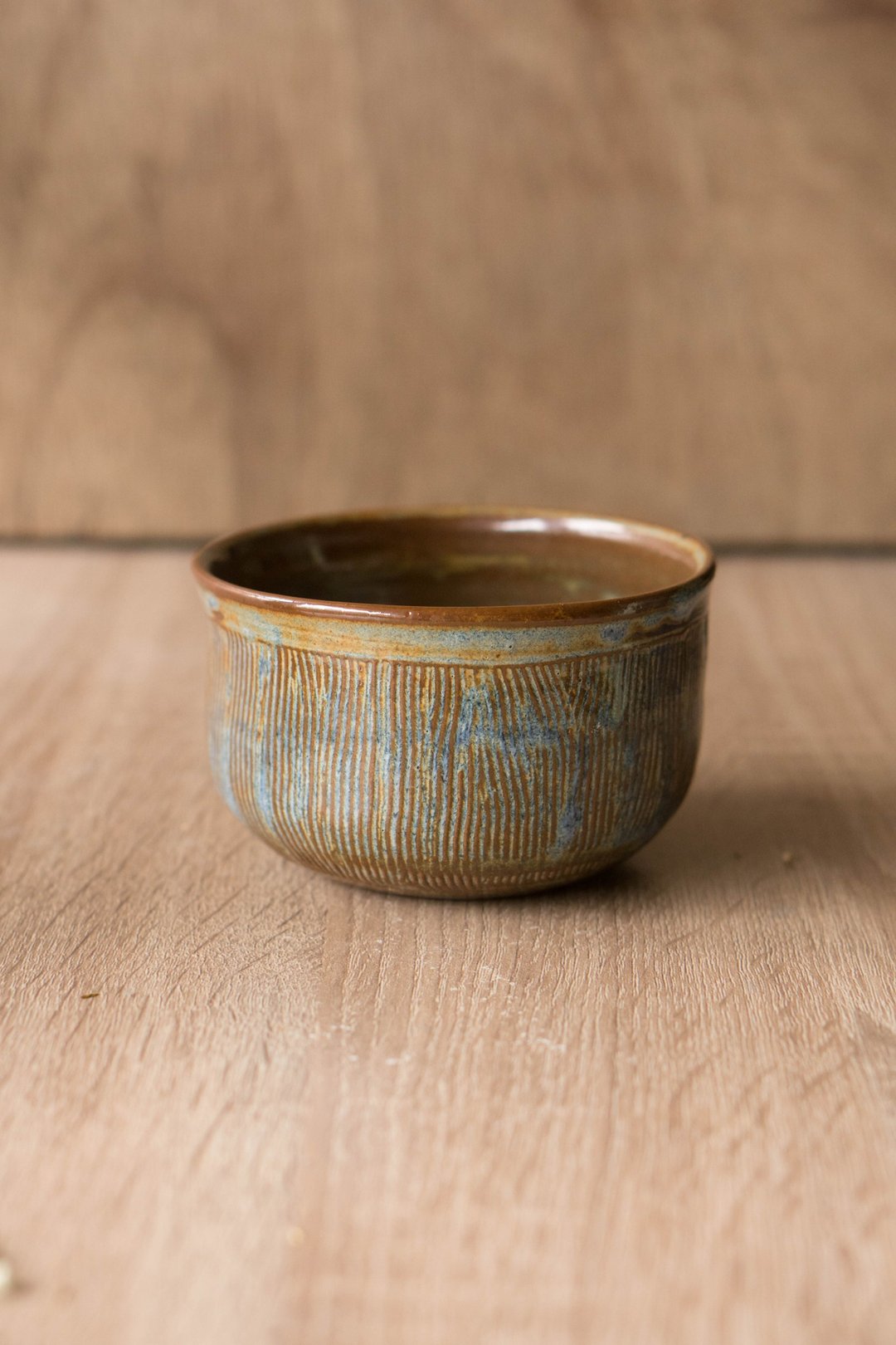 柴烧梳纹茶碗 - 茶具/茶杯 - 陶 橘色