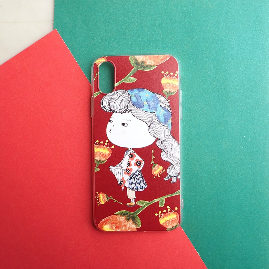 红色花手机壳全包防摔zenfone oppo LG iphone samsung sony htc - 手机壳/手机套 - 塑料 红色