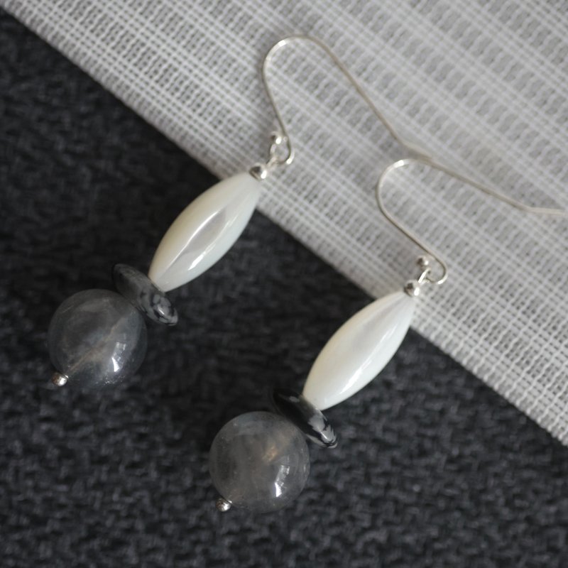 山溶贝壳纯银耳环　可改耳夹 - 耳环/耳夹 - 半宝石 多色