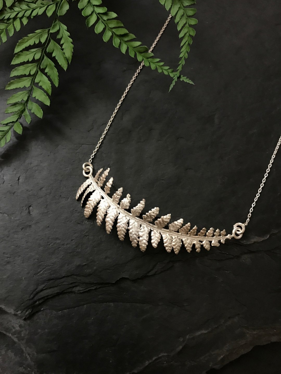 植蕨  蕨类 森林系 925纯银项链 シダのネックレス Fern Sv925 - 项链 - 纯银 银色