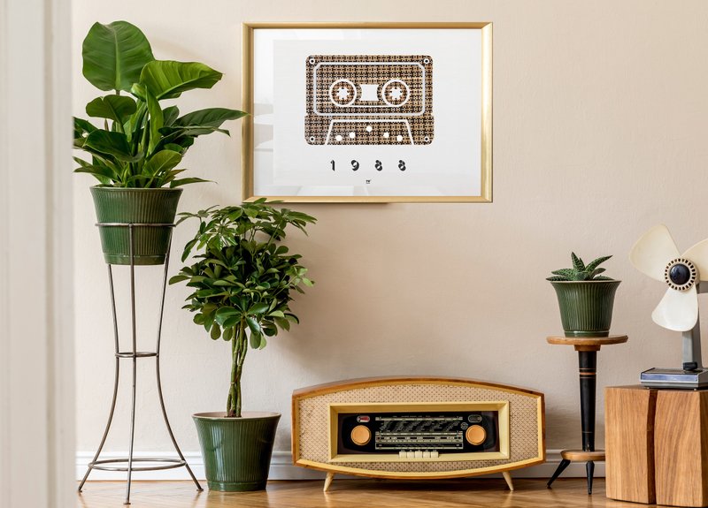 用卡帶編織的卡帶 | 客制出生年份 | 音乐人生日禮物 | 週年紀念 - 海报/装饰画/版画 - 其他材质 