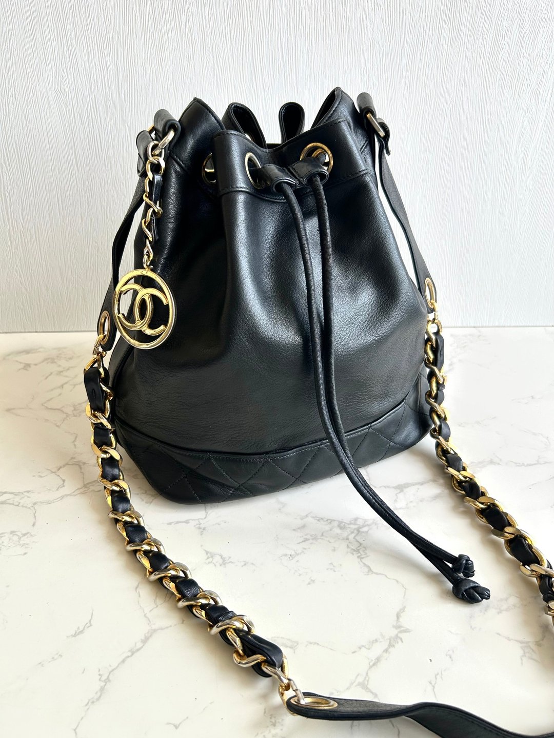 绝版中古包 Chanel 黑色金扣水桶包 侧背包 单肩包 斜孭包 二手包 - 侧背包/斜挎包 - 真皮 黑色