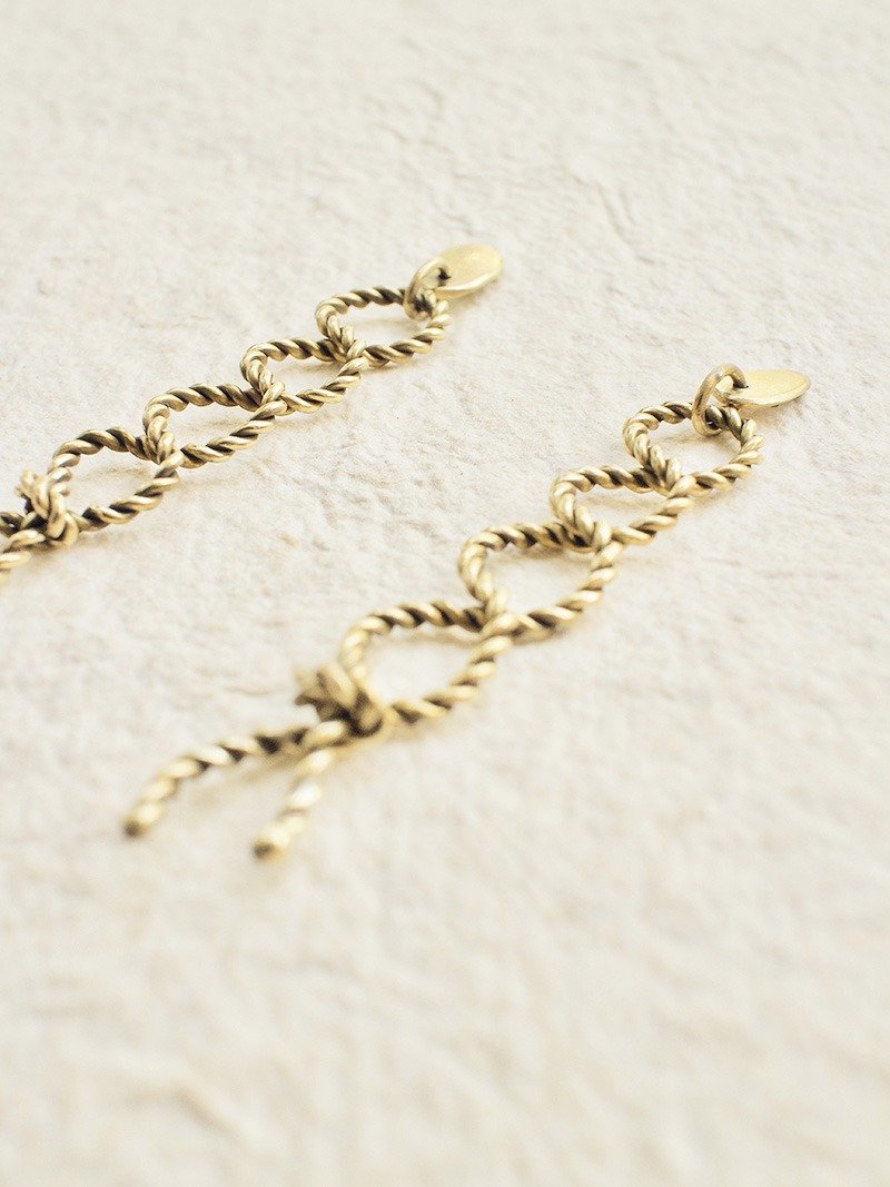 RE-FLAX earrings 埃及符号 亚麻灯芯 路径 黄铜耳环 - 耳环/耳夹 - 铜/黄铜 