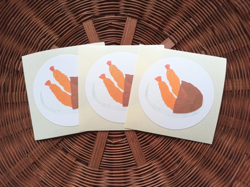 Fried shrimp curry seal - 贴纸 - 防水材质 咖啡色