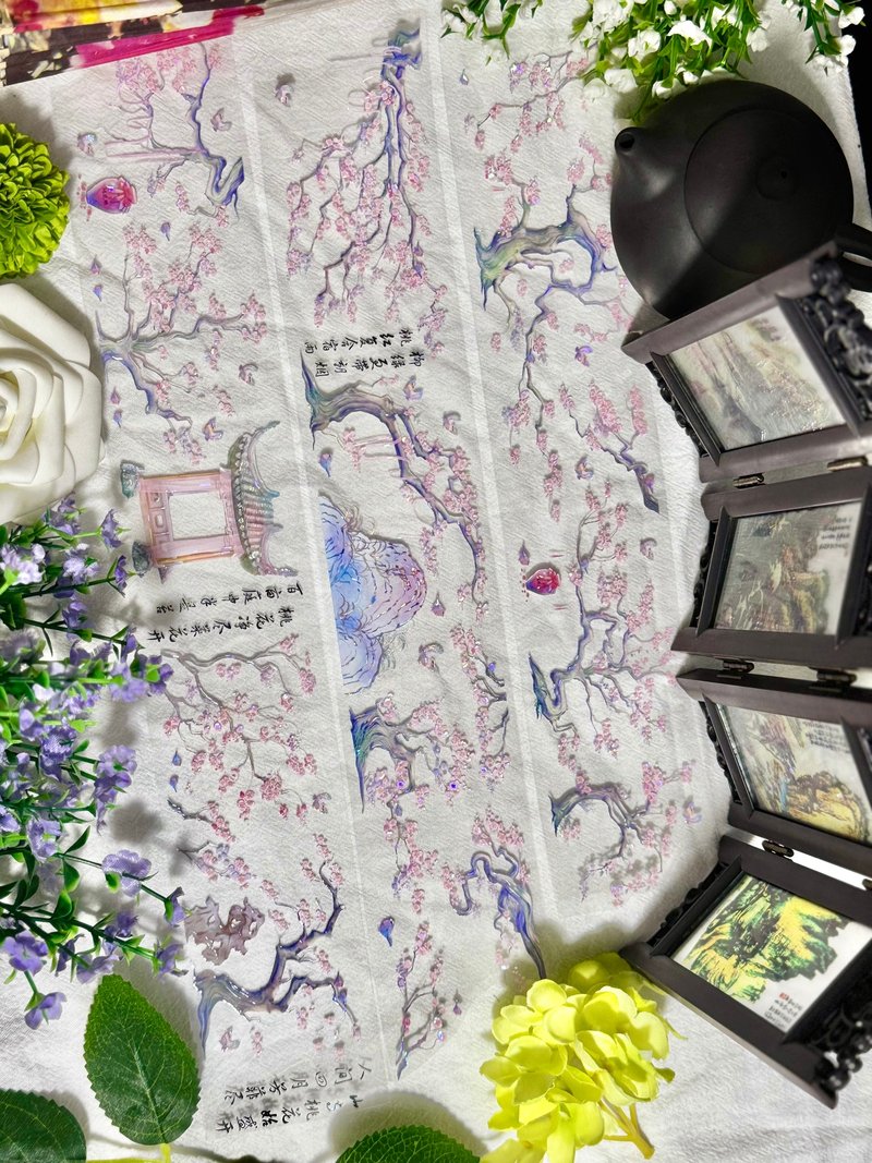 桃花朵朵 PET 纸胶带 白墨贝壳光 10米卷 - 纸胶带 - 塑料 多色
