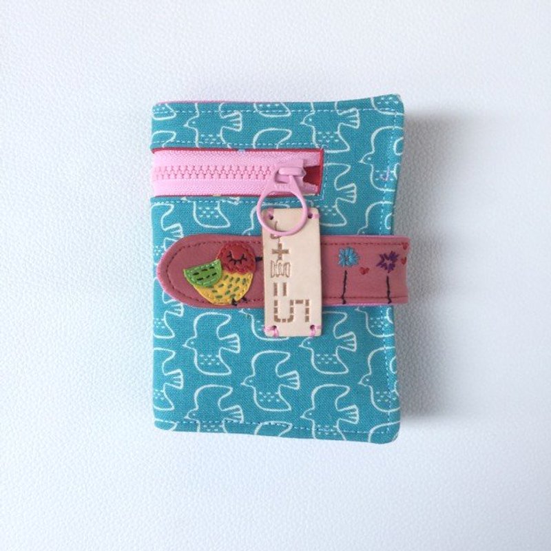 *1+1=5/春天小鸟来天空蓝  布短夹* - 皮夹/钱包 - 棉．麻 蓝色