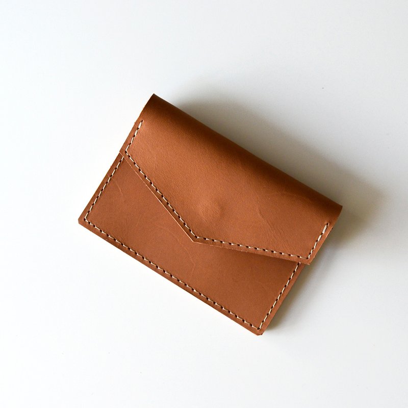 【信封里的底气】植鞣牛皮名片夹 皮革卡夹 可定制化刻字当礼物 - 名片夹/名片盒 - 真皮 咖啡色