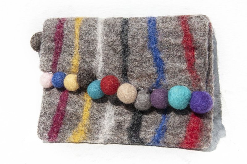 悠游卡套 羊毛毡化妆包 数位相机包 手机袋 羊毛毡手机-彩虹条纹 - 化妆包/杂物包 - 羊毛 多色