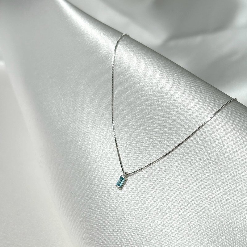 925银镀铂(PT)锆石项链-海水蓝宝色(现货) - 项链 - 其他材质 