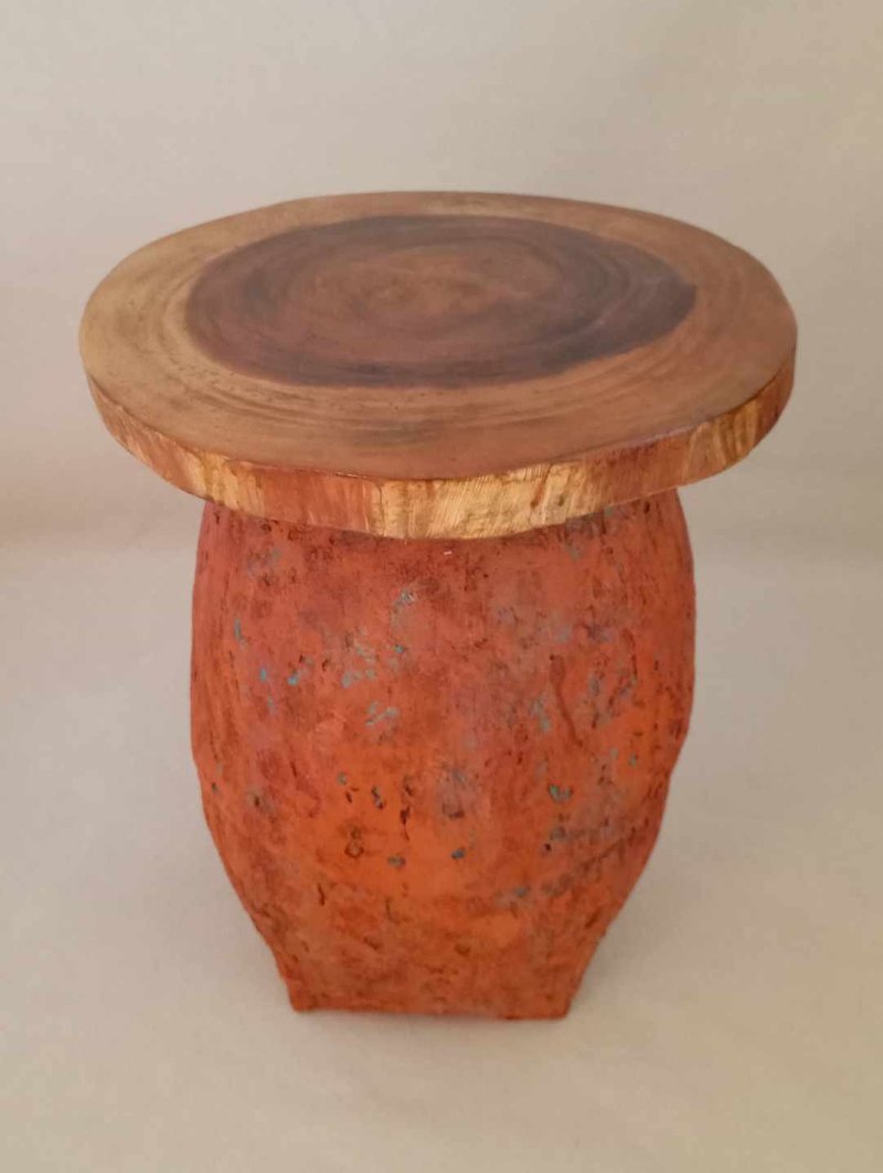 桌子低咖啡桌旧水桶 - 餐桌/书桌 - 木头 多色