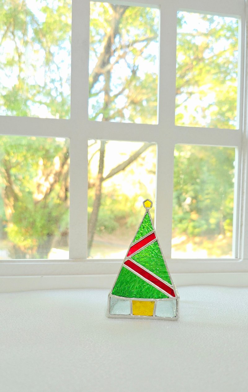 玻璃镶嵌红带圣诞树烛台100%原创手作 - 摆饰 - 玻璃 