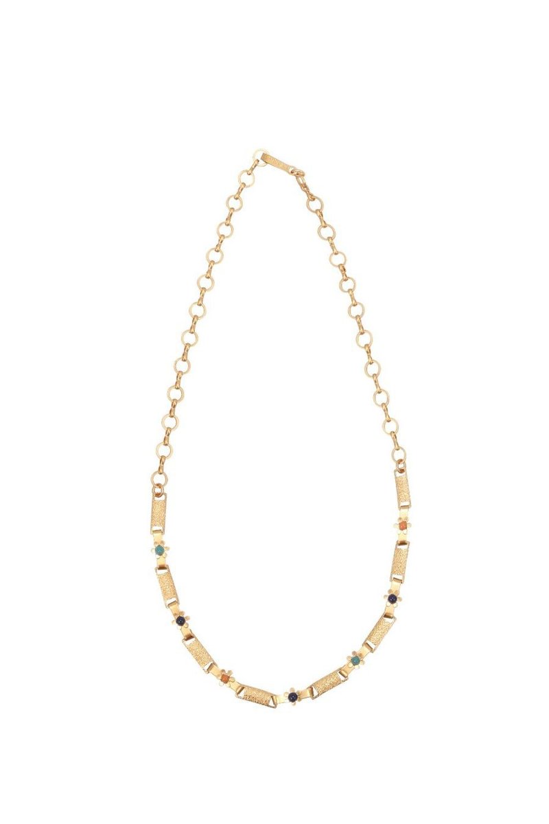 Two Chains 系列 蓝橘小花颈链/项链 18K金 - 项链 - 铜/黄铜 金色