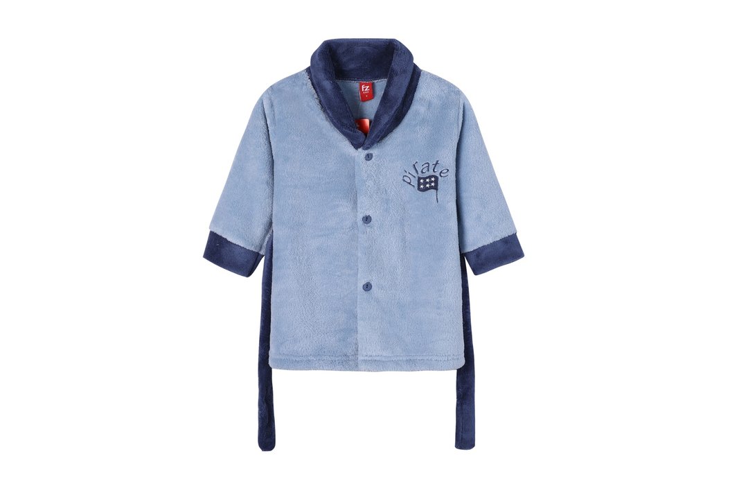 宝贝浴袍家居服 秋冬首选 2-5岁 小旗帜绣綉 - 居家服/睡衣 - 聚酯纤维 蓝色