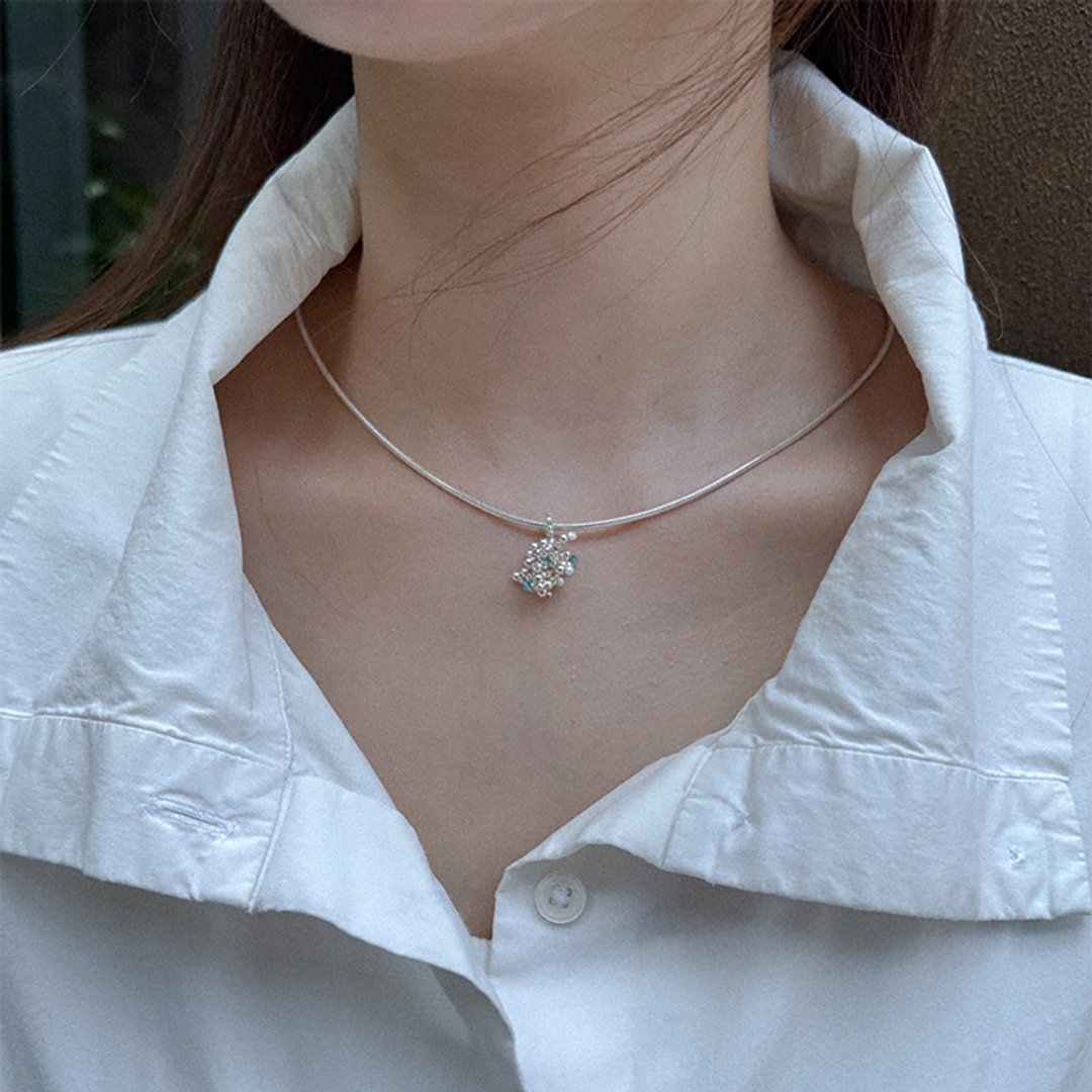 Coral Petite Necklace (Sterling Silver) - 项链 - 其他金属 蓝色