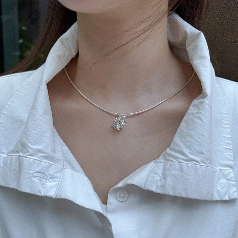 Coral Petite Necklace (Sterling Silver) - 项链 - 其他金属 蓝色