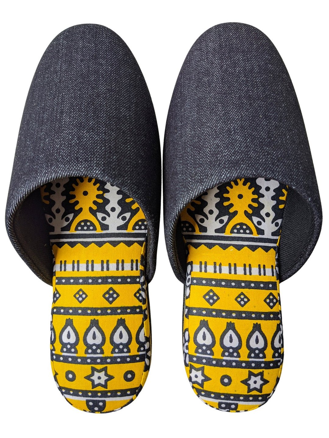 DENIM Mix] Slippers MD-219 / M (23.5 ~ 25cm) - 室内拖鞋 - 棉 黄色