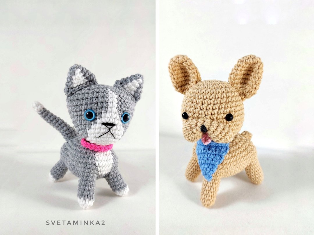 Amigurumi 玩具图案钩针猫图案斗牛犬钩针教学 - 手工艺教程/工具书 - 其他材质 