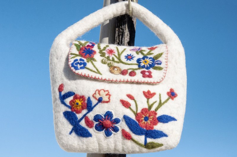 羊毛毡轻便包 手提包 手拿包 肩背包 托特包 手机套-北欧花朵花园 - 手提包/手提袋 - 羊毛 多色