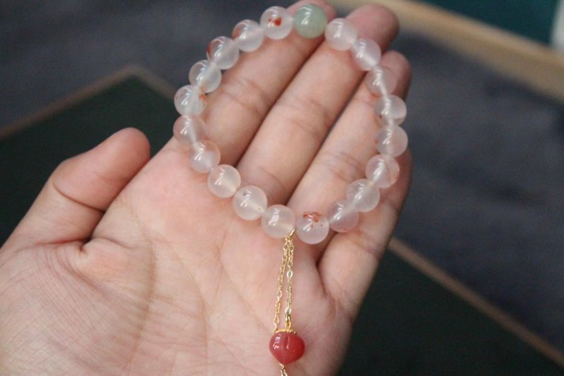 赤玉 川料原矿南红。生命灵数1 - 手链/手环 - 宝石 