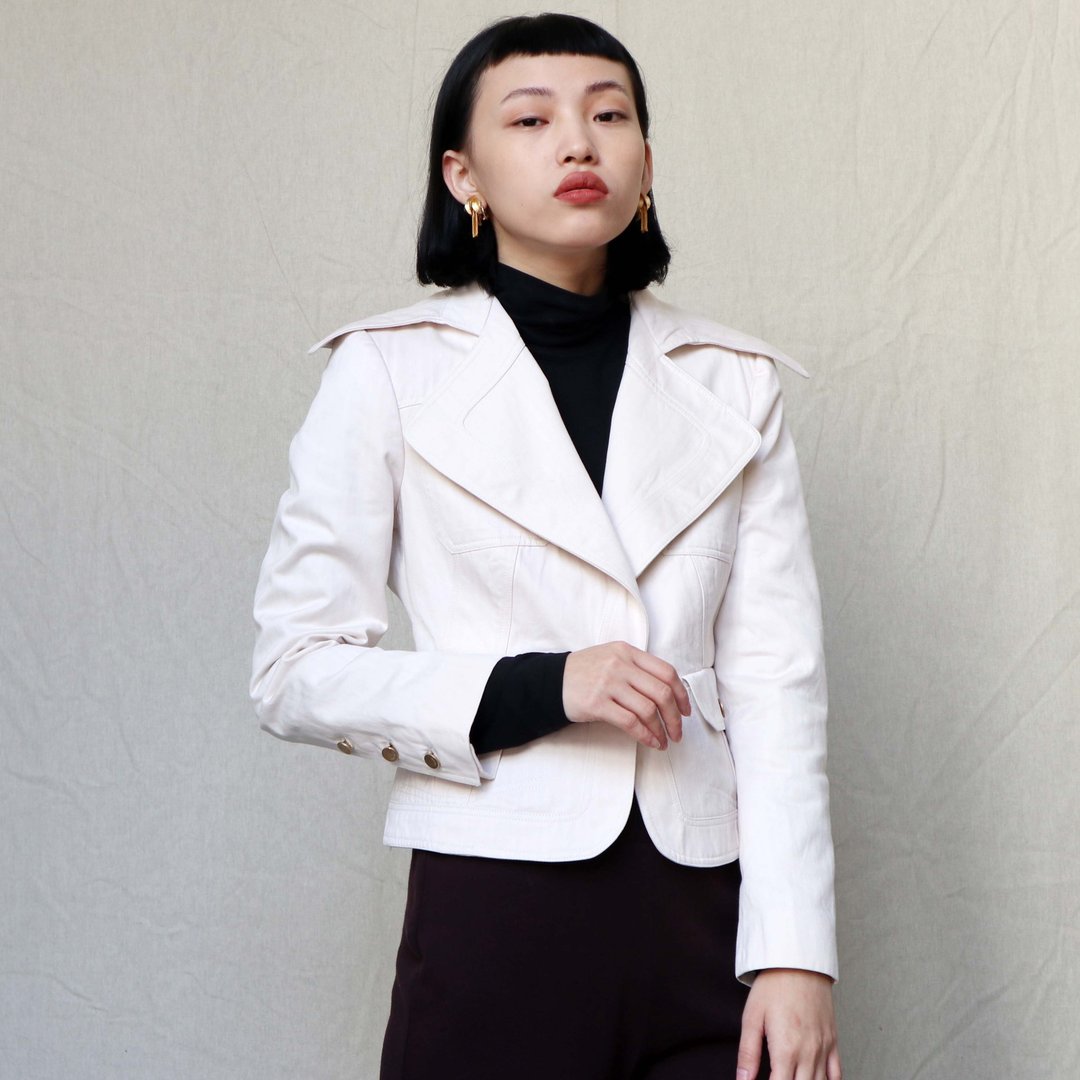 南瓜Vintage。古着 意大利制 Gucci 米白色 翻领 休闲 外套 - 女装休闲/机能外套 - 棉 